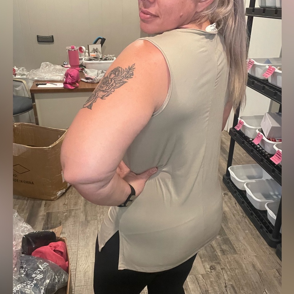 Zenana light mocha side slit tank top - Picture 3 of 3